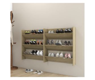 Pantofare de perete, 2 buc., stejar sonoma, 80x18x90 cm, PAL