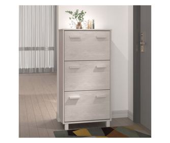 Ormarić za cipele, bijeli, 59,5x35x117 cm, masivno borovo drvo