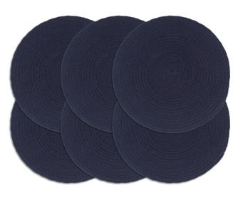 Салфетки, 6 бр., тъмносини, 38 см, памук, кръгли