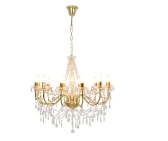 Luster s perlama, zlatni, 12 žarulja E14