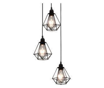 Lustră cu design diamant, negru, 3 x bec E27