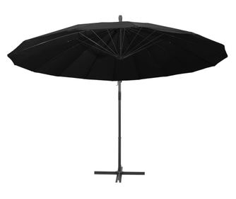 Viseči senčnik, črn, 3 m, aluminijast drog