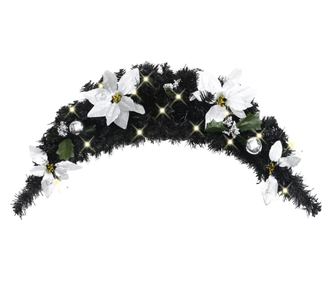 Božićni luk s LED svjetlima, crni, 90 cm, PVC