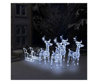 Božićni ukras s jelenima i saonicama, 240 LED svjetala, akril