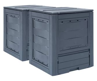 Κομποστοποιητές Κήπου, 2 τεμ, Γκρι, 60 x 60 x 73 εκ., 520 L
