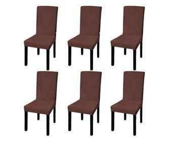 Huse de scaun elastice drepte, 6 buc., maro