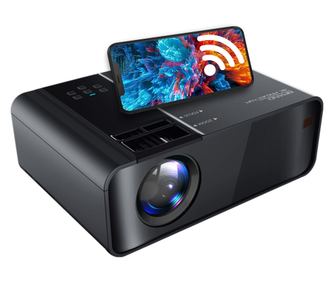 Mini Videoproiector Portabil, Wireless, Full HD, HDMI, USB, Slot card, Telecomanda, 1080P HD, Negru