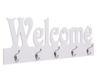 Zidna vješalica WELCOME, bijela, 74 x 29,5 cm