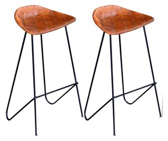 Barski stoli 2 kosa črno in rjavo pravo usnje