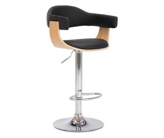 Barski stolčki 2 kosa črni ukrivljen les in umetno usnje