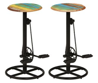 Scaune de bar, 2 buc., lemn masiv reciclat