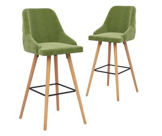Barski stolčki 2 kosa svetlo zelen žamet