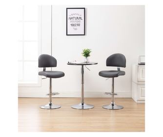 Bar stolčki, 2 kosi, sivi, ekološka usnja