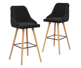 Barski stolčki 2 kosa črn žamet