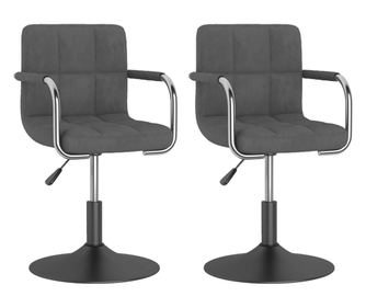 Vrtljiv jedilni stol 2 kosa temno siv žamet