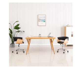 Zakretne kuhinjske stolice, 2 kom., crne, umjetna koža