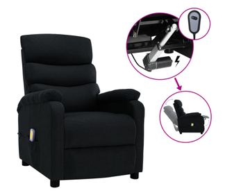 Električni zložljiv masažni fotelj, črn, tekstil