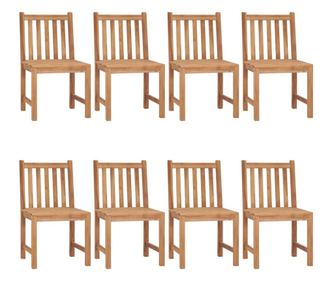 Градински столове с възглавнички, 8 бр., масивно тиково дърво
