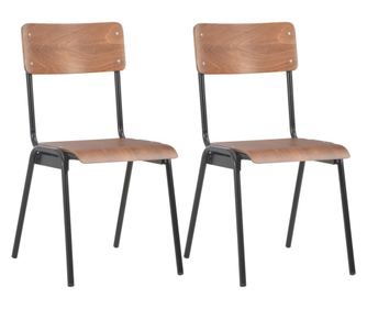 Jedilni stoli 2 kosa rjavi trden vezani les in jeklo