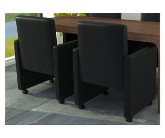 Kuhinjske stolice, 2 kom., crne, umjetna koža