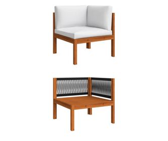 Vrtni kutni kauč s jastucima, masivno drvo bagrema