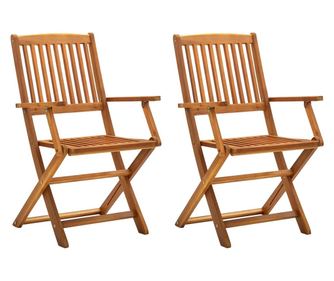 Сгъваеми външни столове, 2 бр., масивно акациево дърво