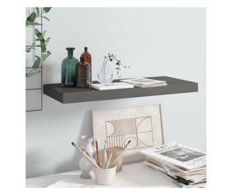 Raft de perete suspendat, gri extralucios, 60x23,5x3,8 cm, MDF