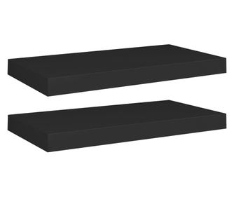2 db fekete MDF lebegő fali polc 50 x 23 x 3,8 cm