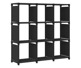 Kijelző polc 9 kockával fekete 103x30x107,5 cm, textil anyag