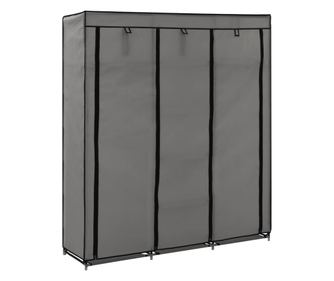 Ντουλάπα με Ράγες και Ράφια, Γκρι, 150x45x175 εκ., Υφασμάτινη