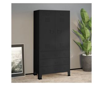 Ipari szekrny, fekete, 90x50x180 cm, fm