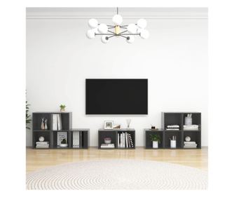 Set TV ormarića, 8 dijelova, visokog sjaja, siva, iverica