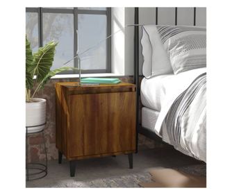Noćni ormarić s metalnim nogama, smeđi hrast, 40x30x50 cm