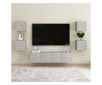 Set TV ormarića, 6 dijelova, betonski sivi, PAL