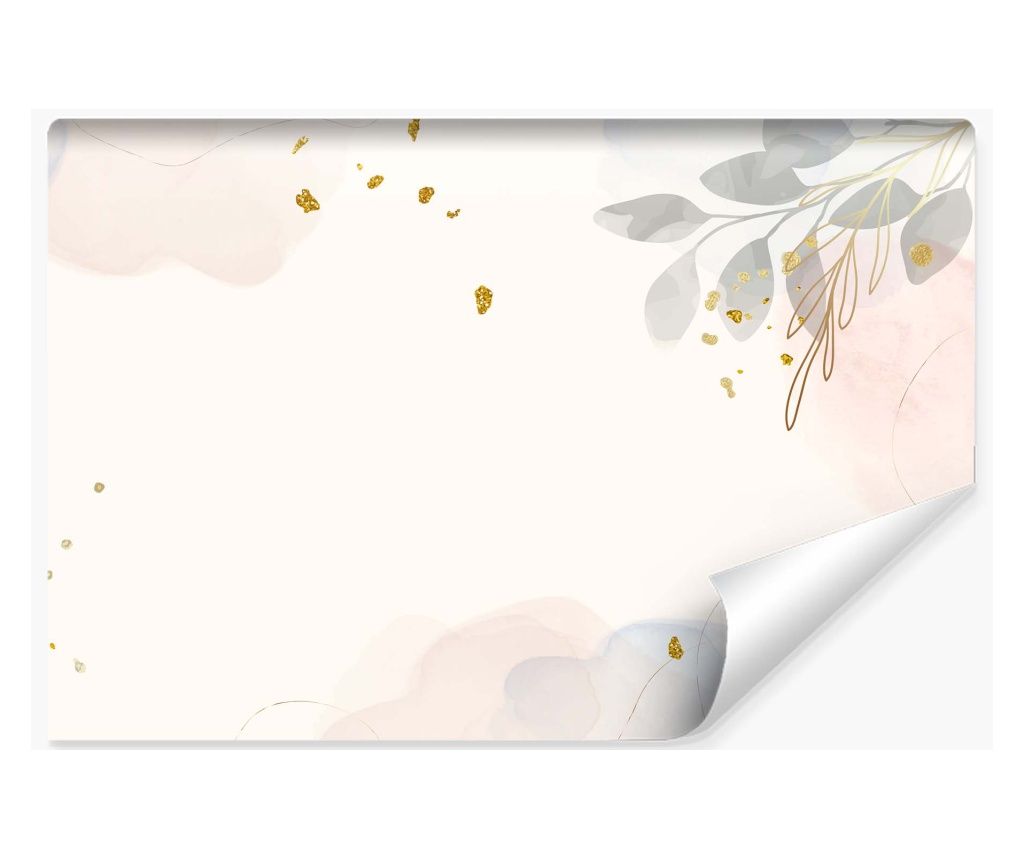 Fotótapéta Fali Arany Levelek Akvarell Vlies, Divatos fali dekoráció, Könnyen tisztítha 400x280cm