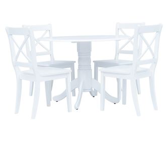 Set kuhinjskog namještaja, 5 dijelova, bijelo, masivno drvo hevea