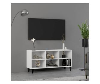 TV-szekrény fém lábakkal, fehér, 103,5x30x50 cm