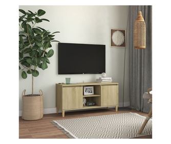 TV komoda, noge od masivnog drva, sonoma hrast, 103,5x35x50 cm