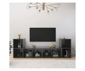 Komode za TV, 4 kom., siva visokog sjaja, 72x35x36,5 cm, iverica