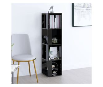 Γωνιακό Ντουλάπι, Μαύρο, 33x33x132 εκ., Μοριοσανίδα