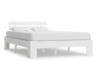 Posteljni okvir, bela, 140 x 200 cm, masivni borov les