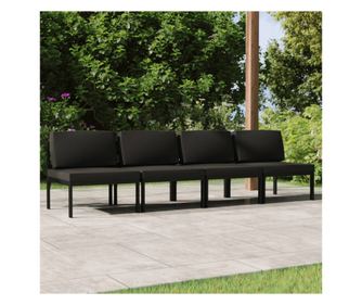 Градински диван с 4 места и възглавници, антрацит, алуминий