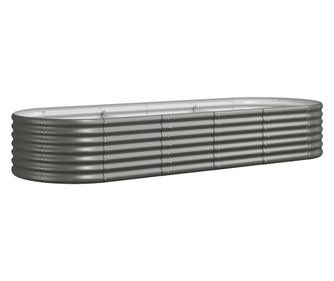 Градински плантер прахово боядисана стомана 224x80x36 см сив