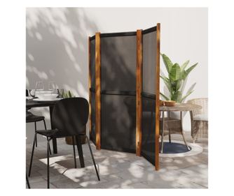 Paravan za sobu s 3 panela, crni, 210x180 cm