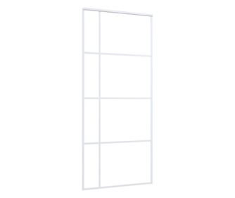 Ușă glisantă, alb, 90x205 cm, sticlă ESG mată și aluminiu