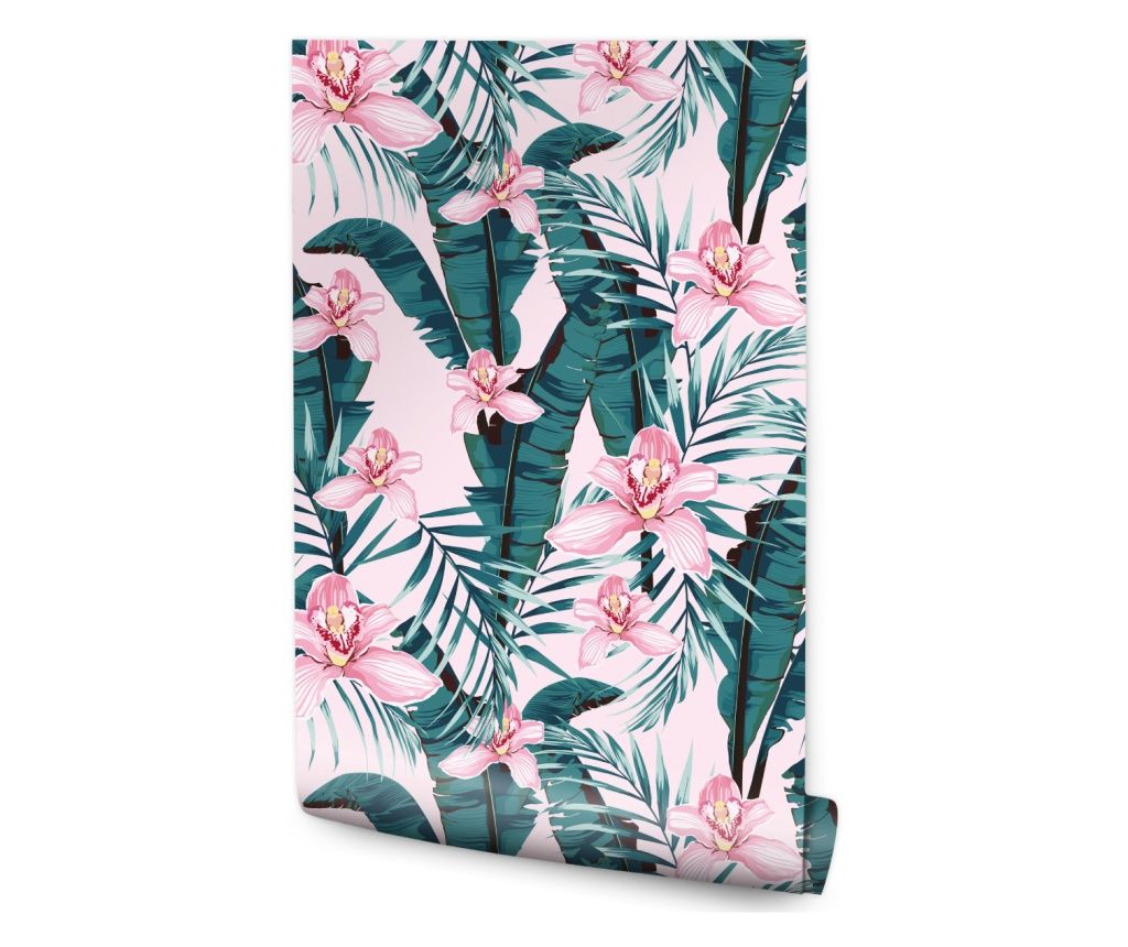Tapet Roz ORHIDEE Frunze tropicale Natura  0,53x10m
