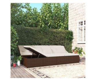 Șezlong/canapea rabatabilă cu perne, maro, poliratan
