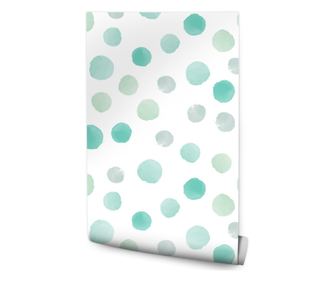 Tapéta Zöld pöttyök akvarellből Méret Vlies, Nedvességálló, Divatos minta, Minimalista mi 53 cm x 10 m