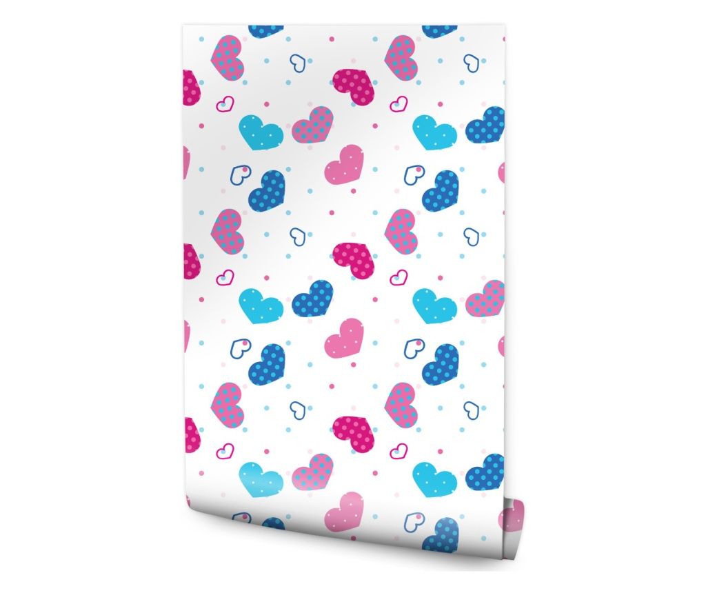 Wallpaper for girls, colorful hearts 0.53x10m