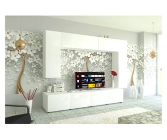 Living Armonia MDF Alb Lucios - Varianta 1 cu sistem "PUSH TO OPEN"